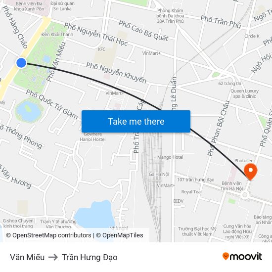 Văn Miếu to Trần Hưng Đạo map