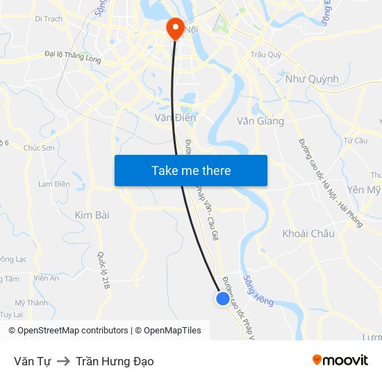 Văn Tự to Trần Hưng Đạo map