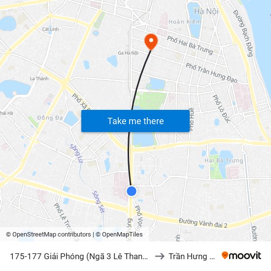 175-177 Giải Phóng (Ngã 3 Lê Thanh Nghị) to Trần Hưng Đạo map