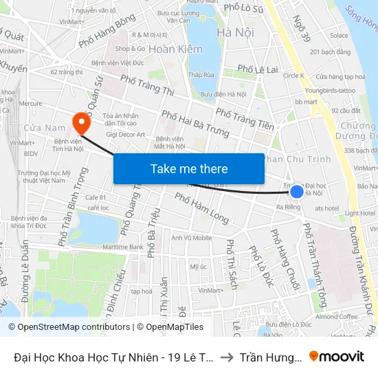 Đại Học Khoa Học Tự Nhiên - 19 Lê Thánh Tông to Trần Hưng Đạo map
