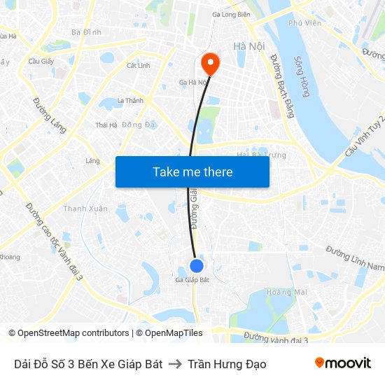 Dải Đỗ Số 3 Bến Xe Giáp Bát to Trần Hưng Đạo map