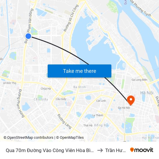 Qua 70m Đường Vào Công Viên Hòa Bình - Phạm Văn Đồng to Trần Hưng Đạo map