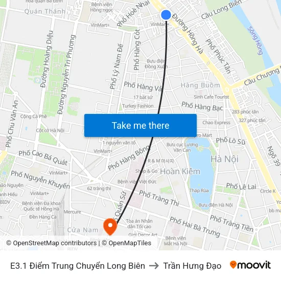 E3.1 Điểm Trung Chuyển Long Biên to Trần Hưng Đạo map