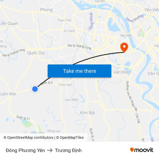 Đông Phương Yên to Trương Định map