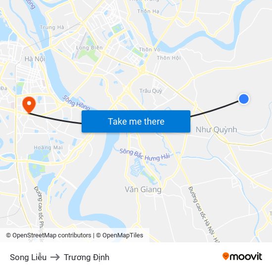 Song Liễu to Trương Định map