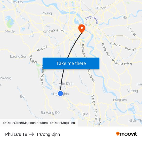 Phù Lưu Tế to Trương Định map