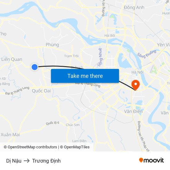 Dị Nậu to Trương Định map