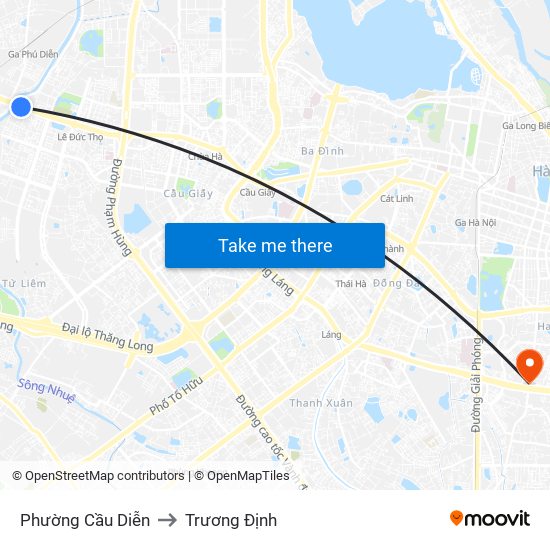 Phường Cầu Diễn to Trương Định map