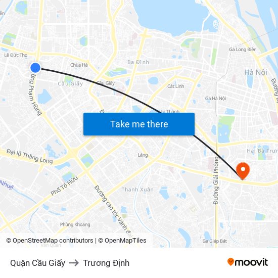 Quận Cầu Giấy to Trương Định map