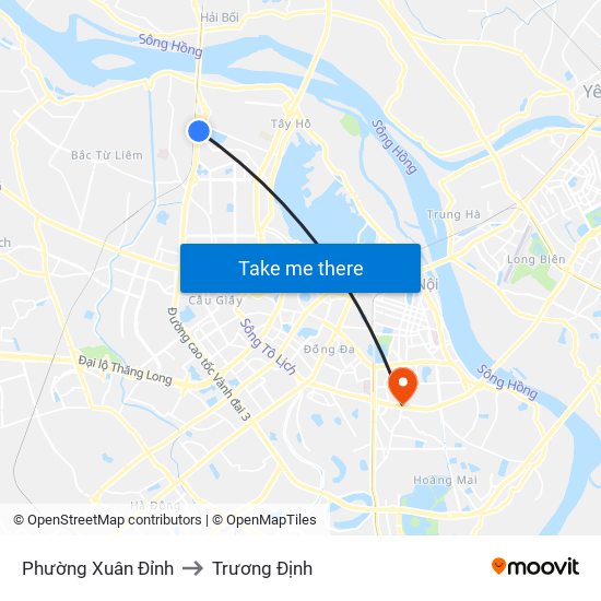 Phường Xuân Đỉnh to Trương Định map