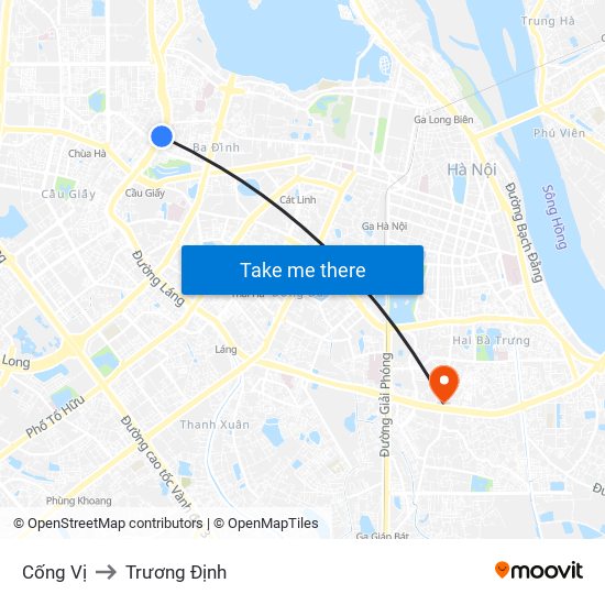 Cống Vị to Trương Định map