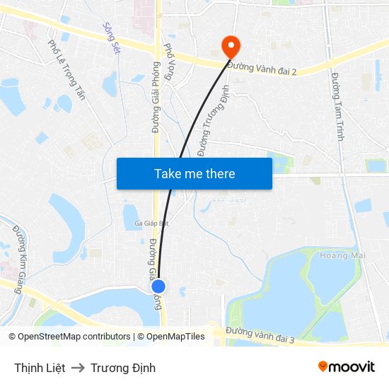 Thịnh Liệt to Trương Định map