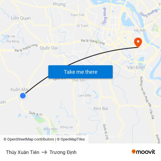 Thủy Xuân Tiên to Trương Định map