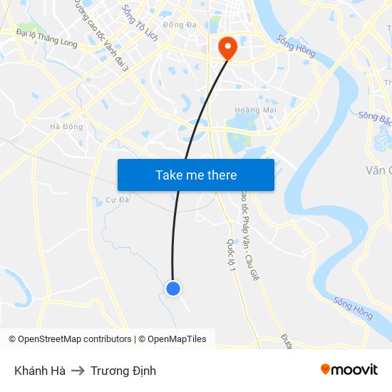 Khánh Hà to Trương Định map