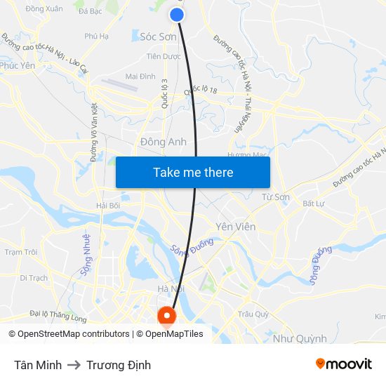 Tân Minh to Trương Định map