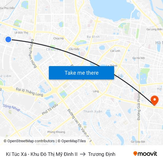 Kí Túc Xá - Khu Đô Thị Mỹ Đình II to Trương Định map