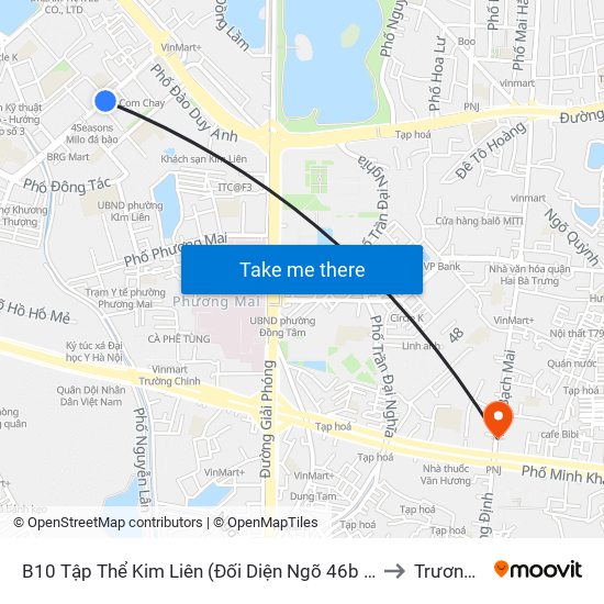 B10 Tập Thể Kim Liên (Đối Diện Ngõ 46b Phạm Ngọc Thạch) to Trương Định map