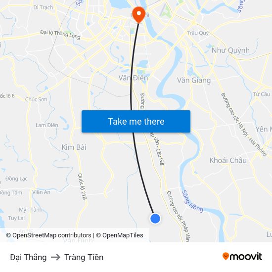 Đại Thắng to Tràng Tiền map