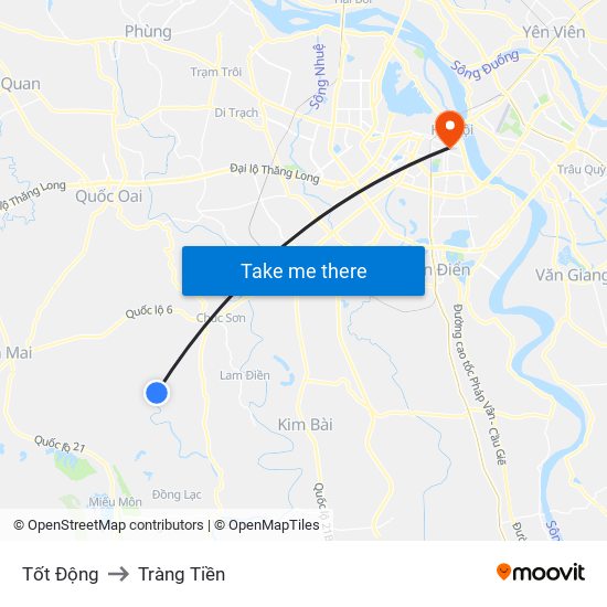 Tốt Động to Tràng Tiền map