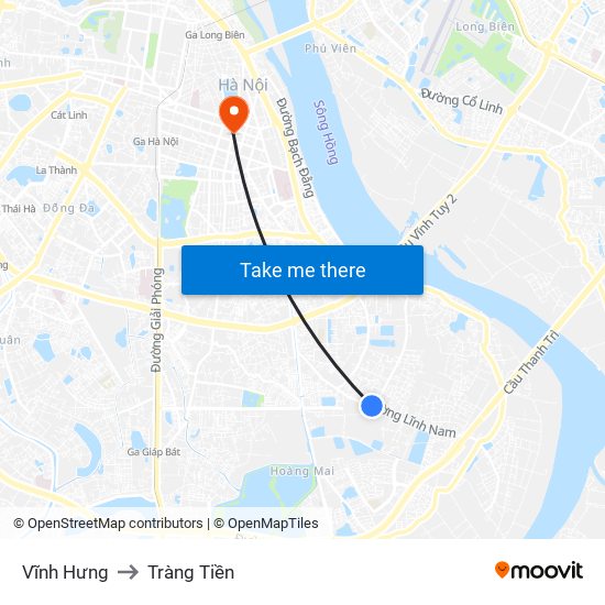 Vĩnh Hưng to Tràng Tiền map