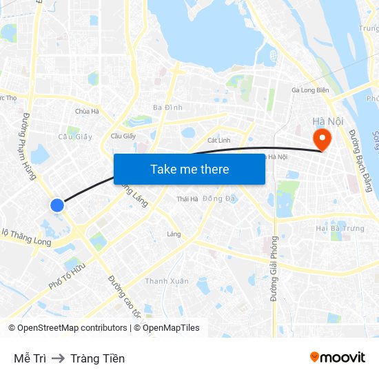 Mễ Trì to Tràng Tiền map