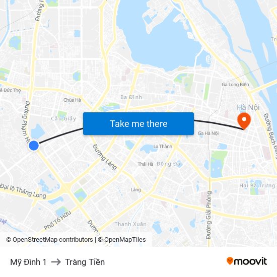 Mỹ Đình 1 to Tràng Tiền map