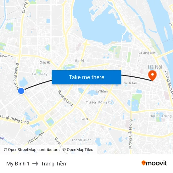 Mỹ Đình 1 to Tràng Tiền map