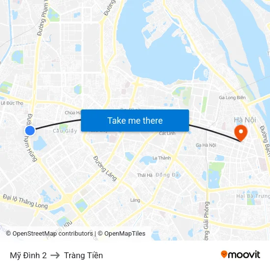 Mỹ Đình 2 to Tràng Tiền map