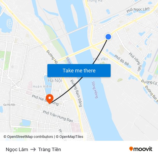 Ngọc Lâm to Tràng Tiền map