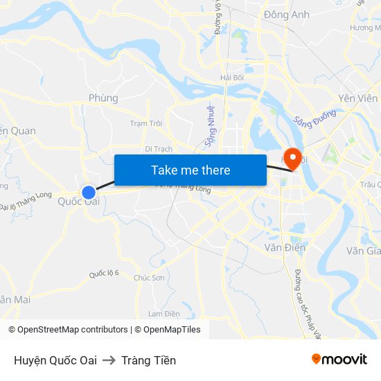 Huyện Quốc Oai to Tràng Tiền map
