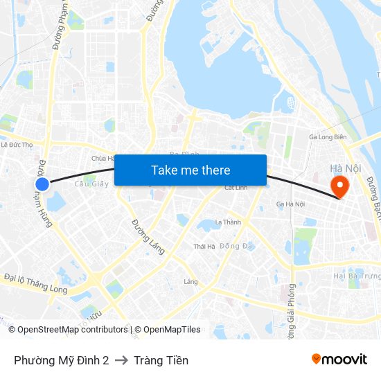 Phường Mỹ Đình 2 to Tràng Tiền map