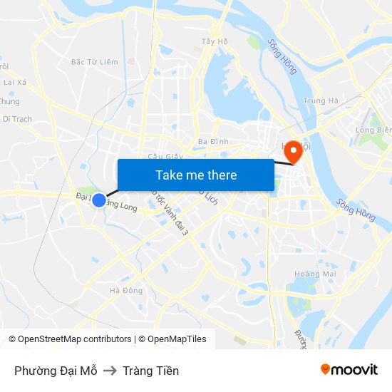 Phường Đại Mỗ to Tràng Tiền map