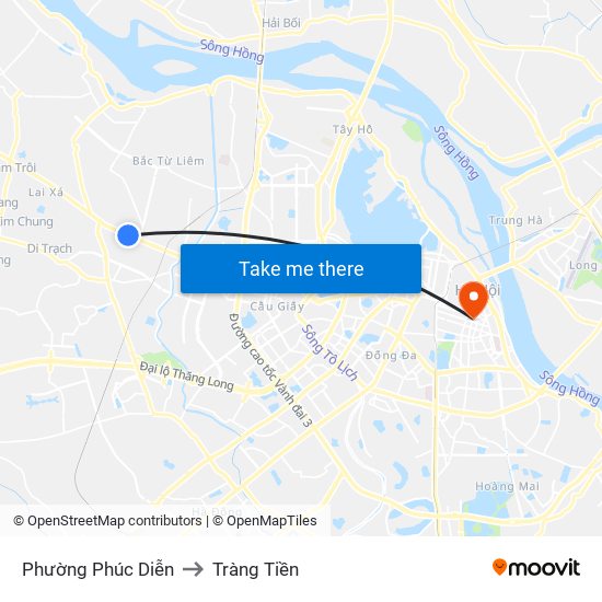 Phường Phúc Diễn to Tràng Tiền map