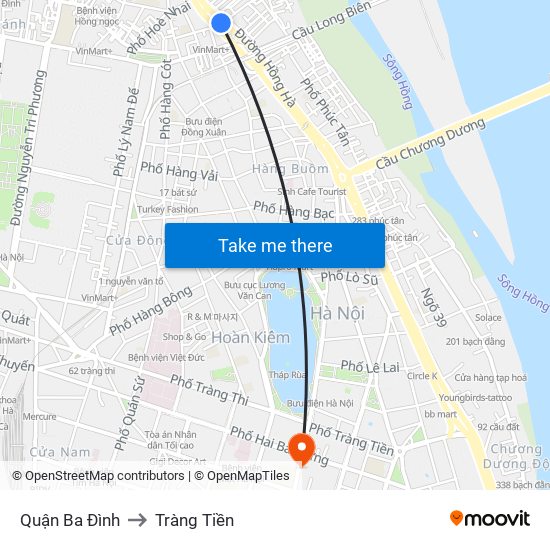 Quận Ba Đình to Tràng Tiền map