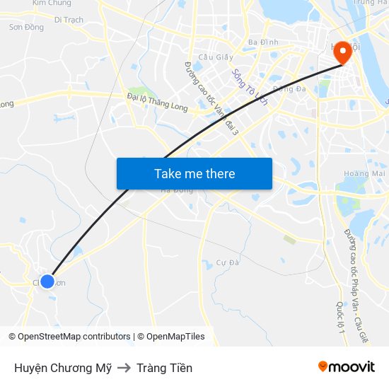 Huyện Chương Mỹ to Tràng Tiền map