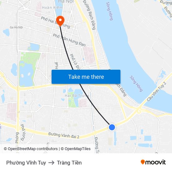 Phường Vĩnh Tuy to Tràng Tiền map