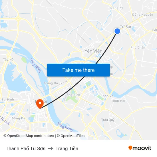 Thành Phố Từ Sơn to Tràng Tiền map