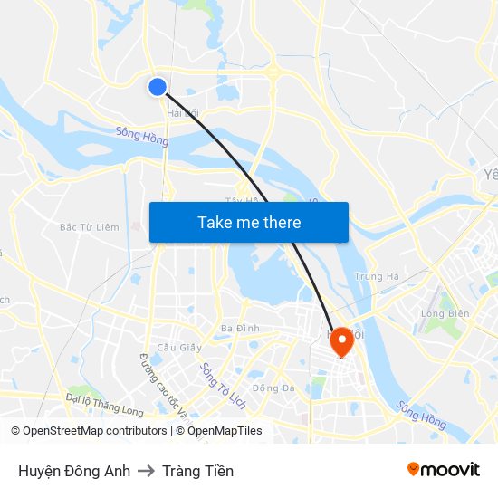 Huyện Đông Anh to Tràng Tiền map