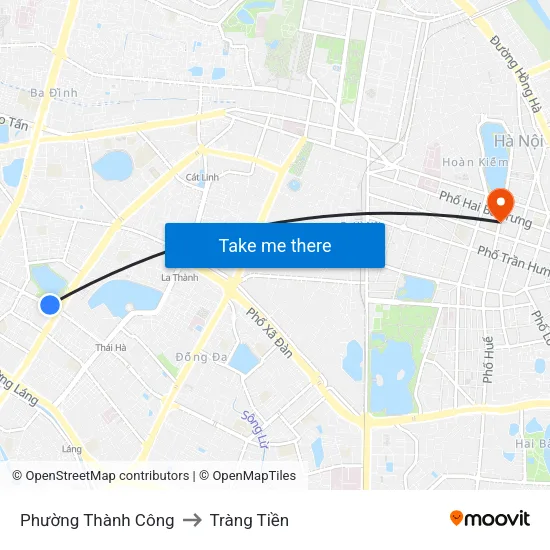 Phường Thành Công to Tràng Tiền map