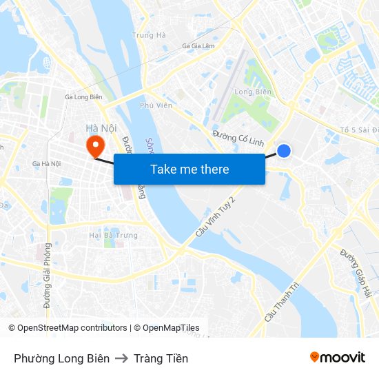 Phường Long Biên to Tràng Tiền map