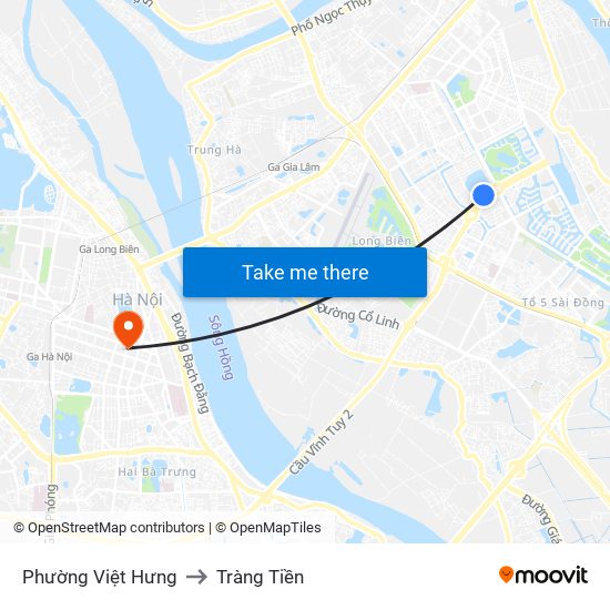 Phường Việt Hưng to Tràng Tiền map