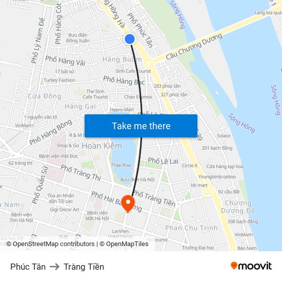 Phúc Tân to Tràng Tiền map