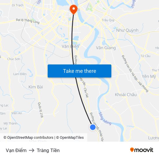 Vạn Điểm to Tràng Tiền map