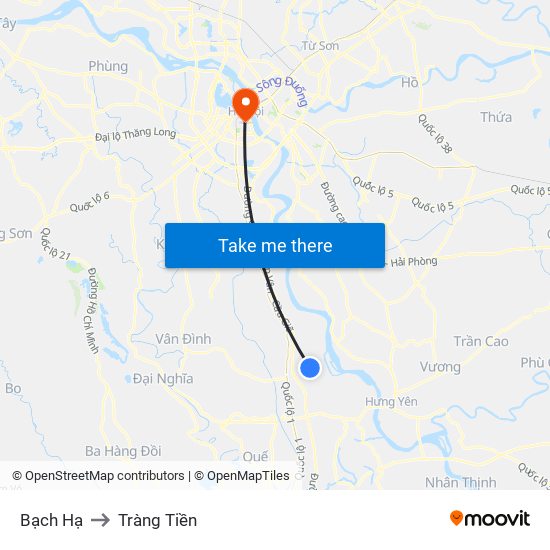 Bạch Hạ to Tràng Tiền map