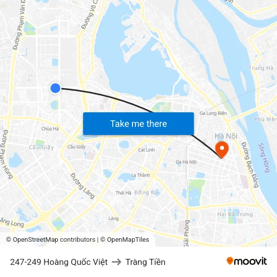 247-249 Hoàng Quốc Việt to Tràng Tiền map