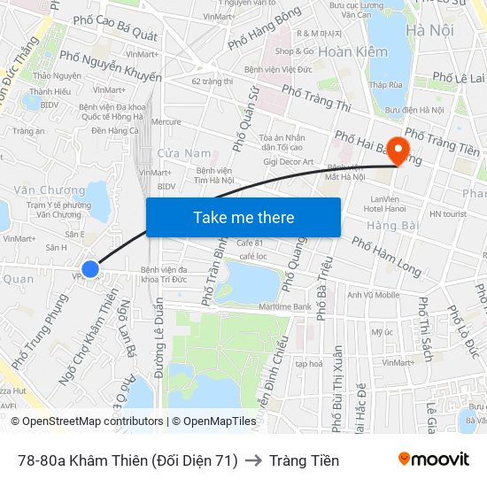 78-80a Khâm Thiên (Đối Diện 71) to Tràng Tiền map