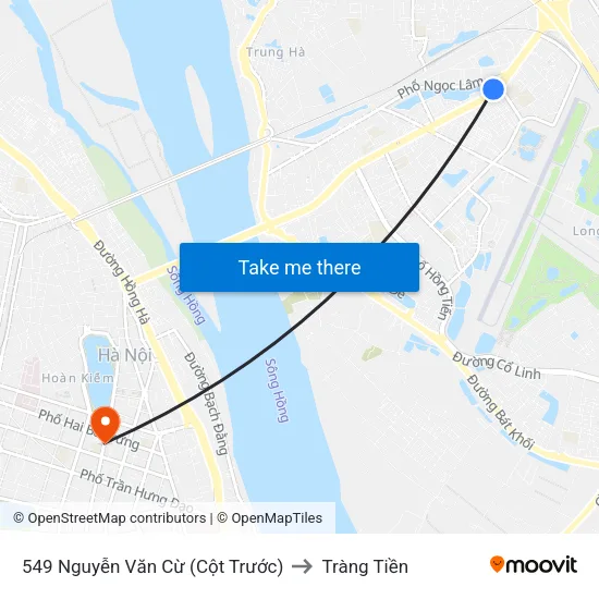 549 Nguyễn Văn Cừ (Cột Trước) to Tràng Tiền map