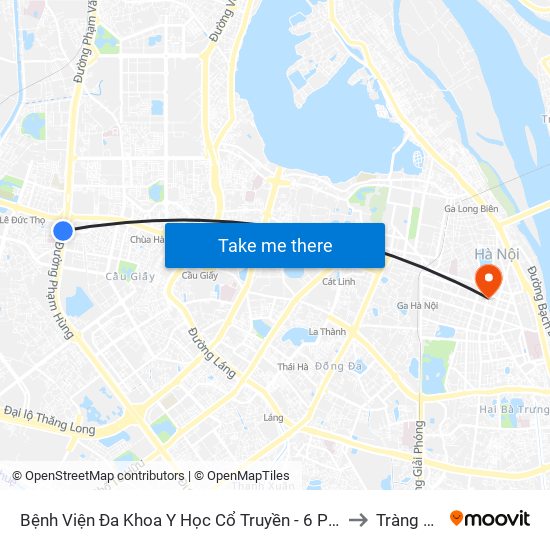 Bệnh Viện Đa Khoa Y Học Cổ Truyền - 6 Phạm Hùng to Tràng Tiền map