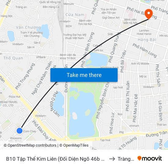 B10 Tập Thể Kim Liên (Đối Diện Ngõ 46b Phạm Ngọc Thạch) to Tràng Tiền map