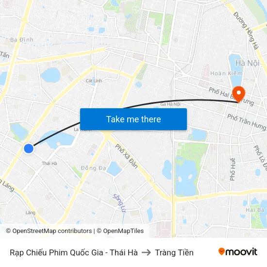Rạp Chiếu Phim Quốc Gia - Thái Hà to Tràng Tiền map